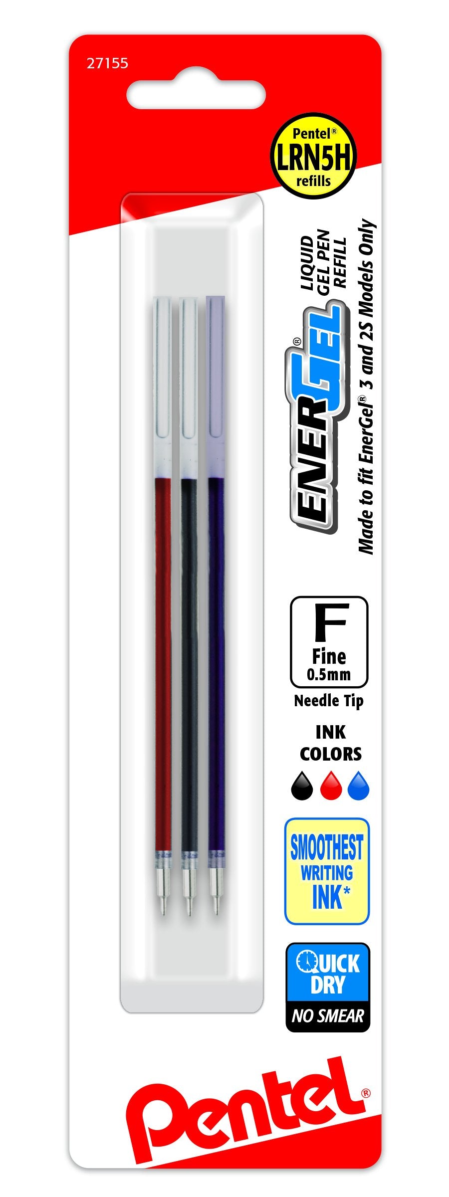 Pentel Refill Ink - For Blc35 Energel 3 & Blw355 Energel 2S, Assorted (Abc) Ink, 3-Pk - Lrn5Hbp3M