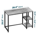 Sinpaid Computer Desk 40 Inches With 2-Tier Shelves Sturdy Home Office Desk With Large Storage Space Modern Gaming Desk Study Writing Laptop Table, Gray Desk