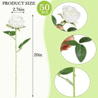 Hananona Artificial Roses In Bulk, Fake Silk Roses Realistic Roses For Wedding Centerpieces Flower Arrangement Home Decor (50, W