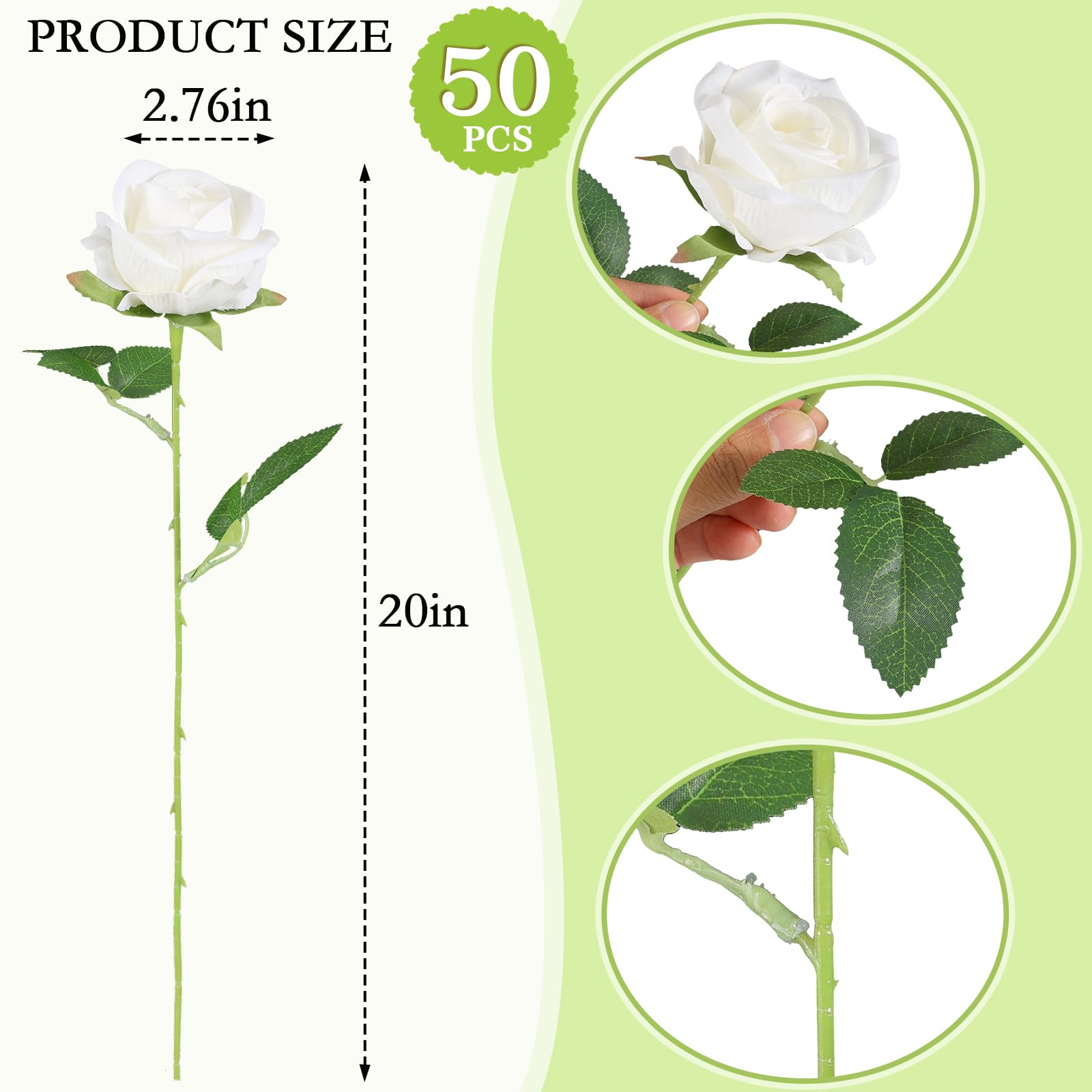 Hananona Artificial Roses In Bulk, Fake Silk Roses Realistic Roses For Wedding Centerpieces Flower Arrangement Home Decor (50, W