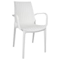 LeisureMod Kent Modern Indoor Outdoor Patio Stackable Dining Arm Chair (White)