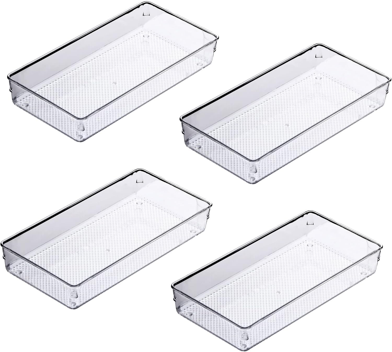Snazzy 4Pack Clear Plastic Desk Drawer Dividers Drawer Organizertray For Makeup, Kitchen Utensils,Fridge,Jewelries And Gadgets 9