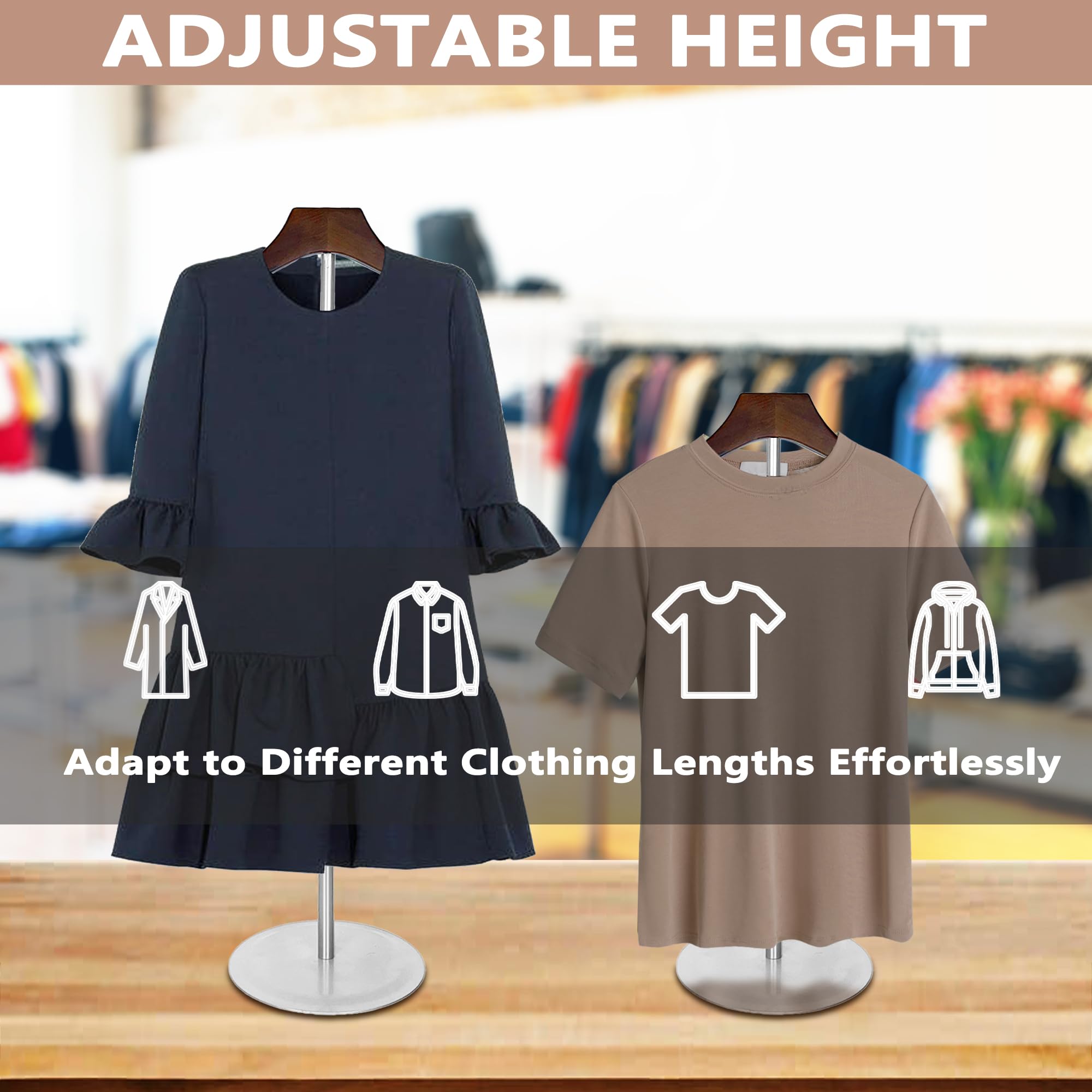 Koretech 4 Pack Shirt Display 35'' Height Adjustable Shoulder Stand Shirt Rack, T Shirt Display Stand For Shops, Steaming Clothe