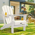 Muchenghy Folding Adirondack Chairs, Patio Chairs, Lawn Chairs, Outdoor Chairs, Adirondack Chair Plastic, Fire Pit Chairs, Weather Resistant With Cup Holder For Deck, Backyard, Garden(White)