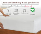 California Design Den 100% Organic Cotton Fitted Sheet Queen Size Only, Percale Queen Deep Pocket Fitted Sheet, Gots Certified, Lightweight, Snug-Fit, Crisp, 1 Pc White Fitted Sheet