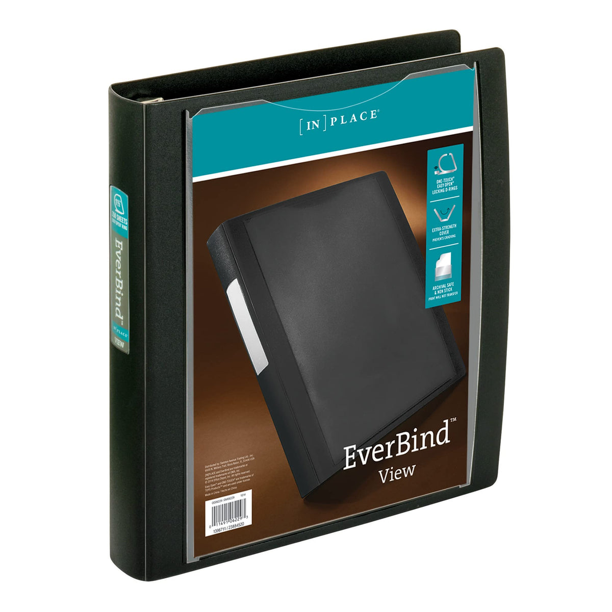 Office Depot Brand Everbind View Binder With One-Touch Easyopen Locking D-Ring, 1 1/2' Rings, Black Smoke