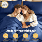 Shilucheng 100% Egyptian Cotton Sheets Set - 1000 Thread Count,Luxury Cotton Bed Sheets,Breathable & Cooling Bedding And Pillow Cases, 16 Inch Deep Pocket - 4 Piece (California King, Navy Blue)
