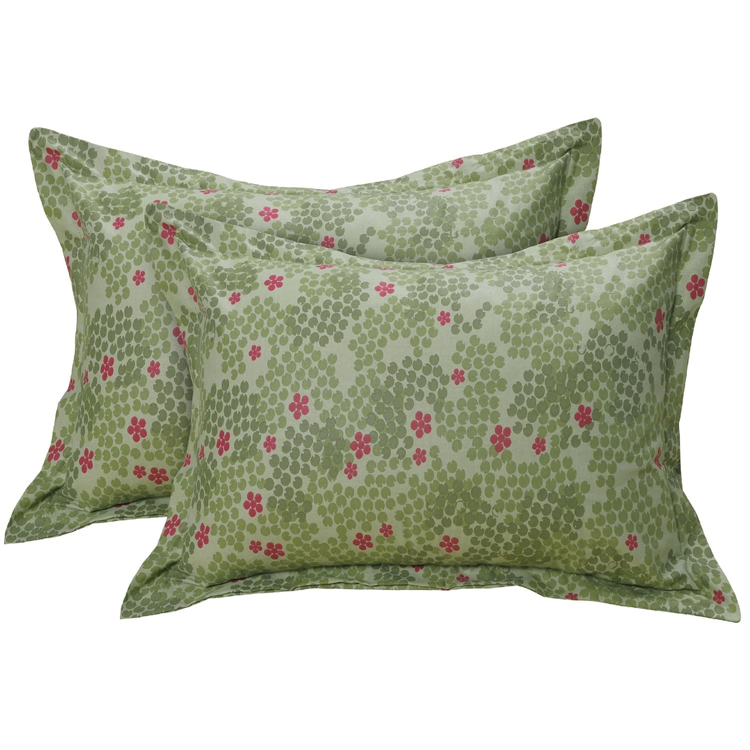Huesland By Ahmedabad Cotton 144 Tc Pure Cotton Pillow Cover Set Of 2  Green