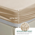 Love'S Cabin Twin Satin Sheets Sets - 3 Piece Beige Silky Satin Bed Sheets Twin With Deep Pockets, Luxury Silk Feel Satin Twin Size Sheet Set Bedding Set (1 Flat Sheet,1 Fitted Sheet,1 Pillow Case)