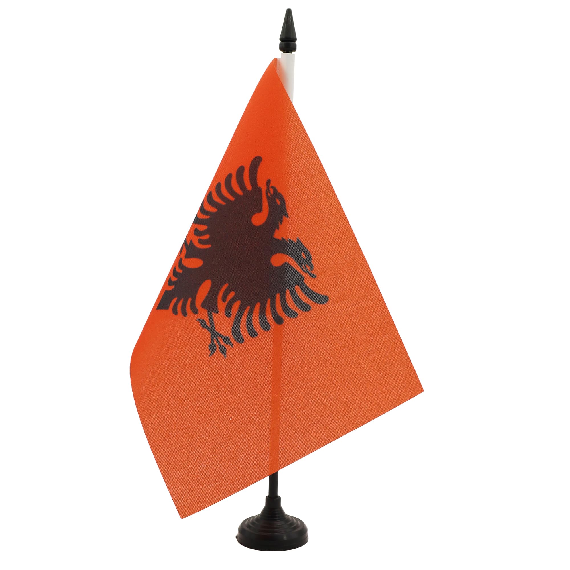 Albania Table Flag 5' X 8' - Albanian Desk Flag 21 X 14 Cm - Black Plastic Stick And Base - Az Flag