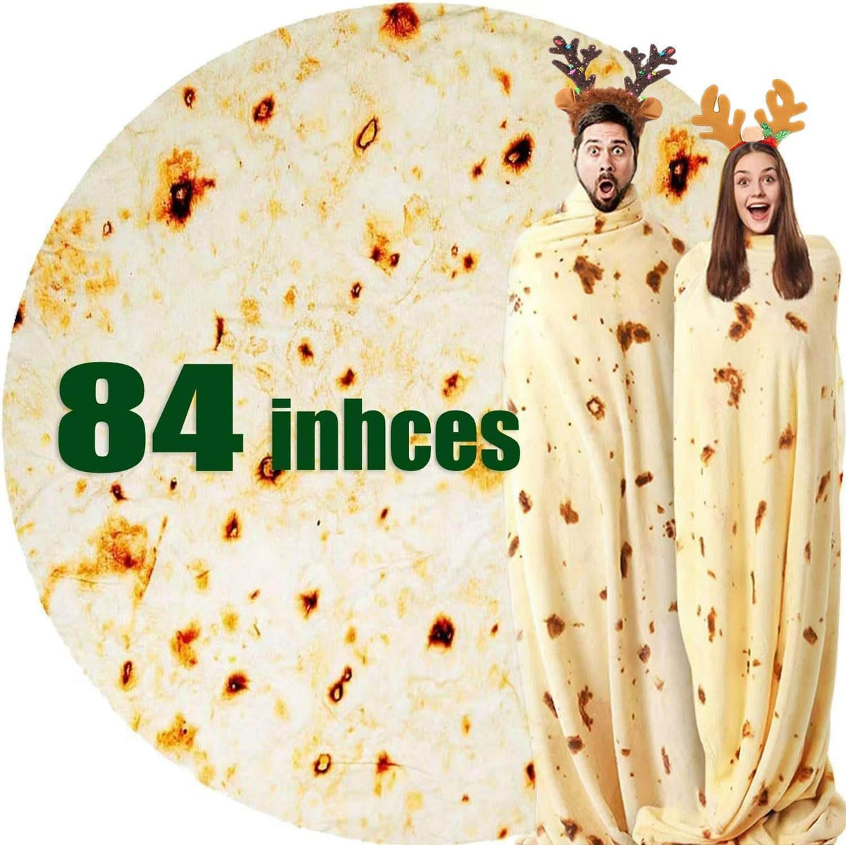 84In White Elephant Gifts For Adults Useful Burrito Tortilla Blanket Funny Throw Blankets Women Men Round Soft Flannel Taco Food