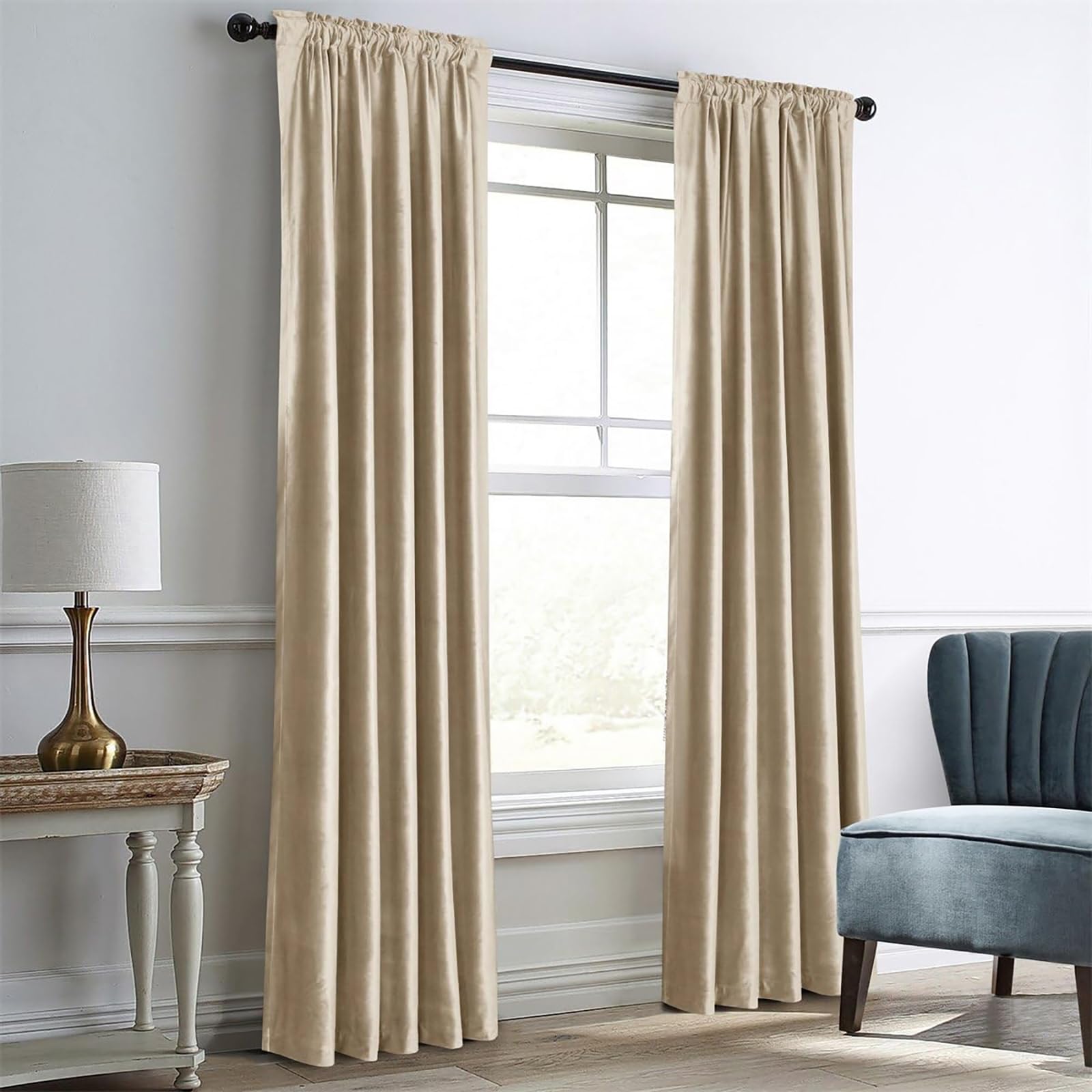 Dreaming Casa Darkening Velvet Curtains For Living Room Thermal Insulated Rod Pocket Back Tab Window Curtain For Bedroom 2 Panel