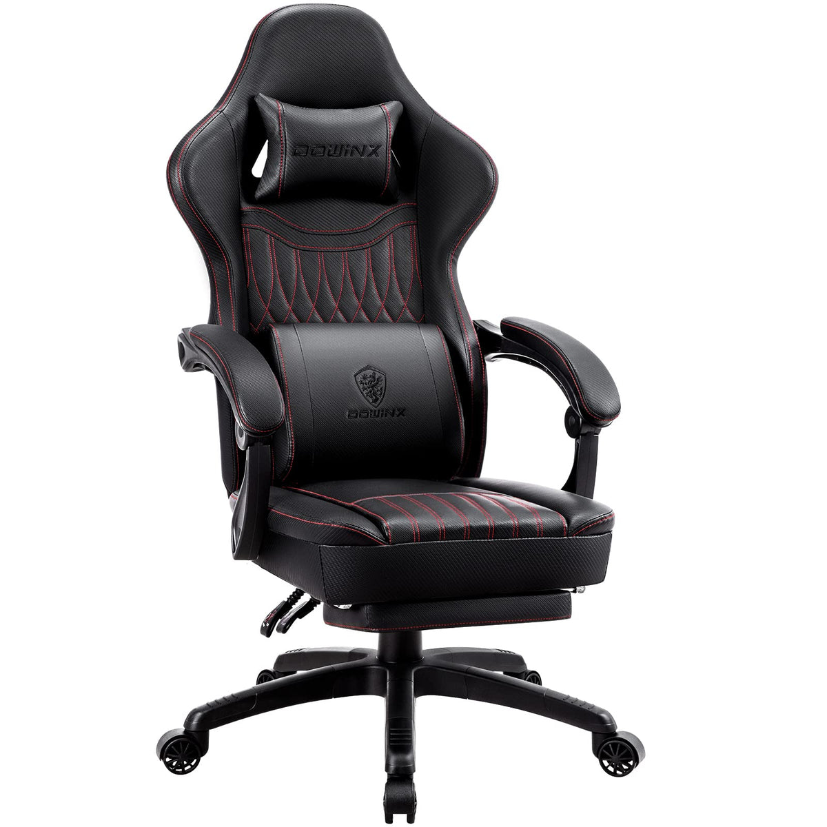 Dowinx Gaming Chair Breathable PU Leather Gamer Chair with Pocket Spring Cushion, Ergonomic Computer Chair with Massage Lumbar S