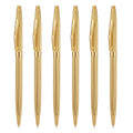 Wikult 6 Pack Golden Slim Metal Ballpoint Pen, 1Mm Medium Point Black Ink Smooth Writing, For Business Office Teacher Student We