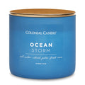 Colonial Candle Ocean Storm Scented Jar Candle, Pop of Color Collection, 3 Wick, Blue, 14.5 oz - Up to 60 Hours Burn
