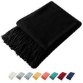 Homiest Decorative Knitted Throw Blanket With Fringe, Lightweight Blanket Acrylic Knit Blanket, Soft & Cozy Tassel Blanket For Couch Sofa Bed (Black, 50 X 60 Inch), Bls2405312001