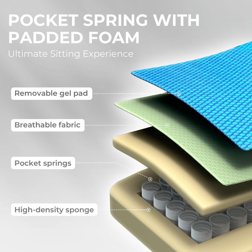 Dowinx Gaming Chair Breathable Fabric Computer Chair With Pocket Spring Cushion, Comfortable Office Chair With Gel Pad And Storage Bag,Massage Game Chair With Footrest,Green