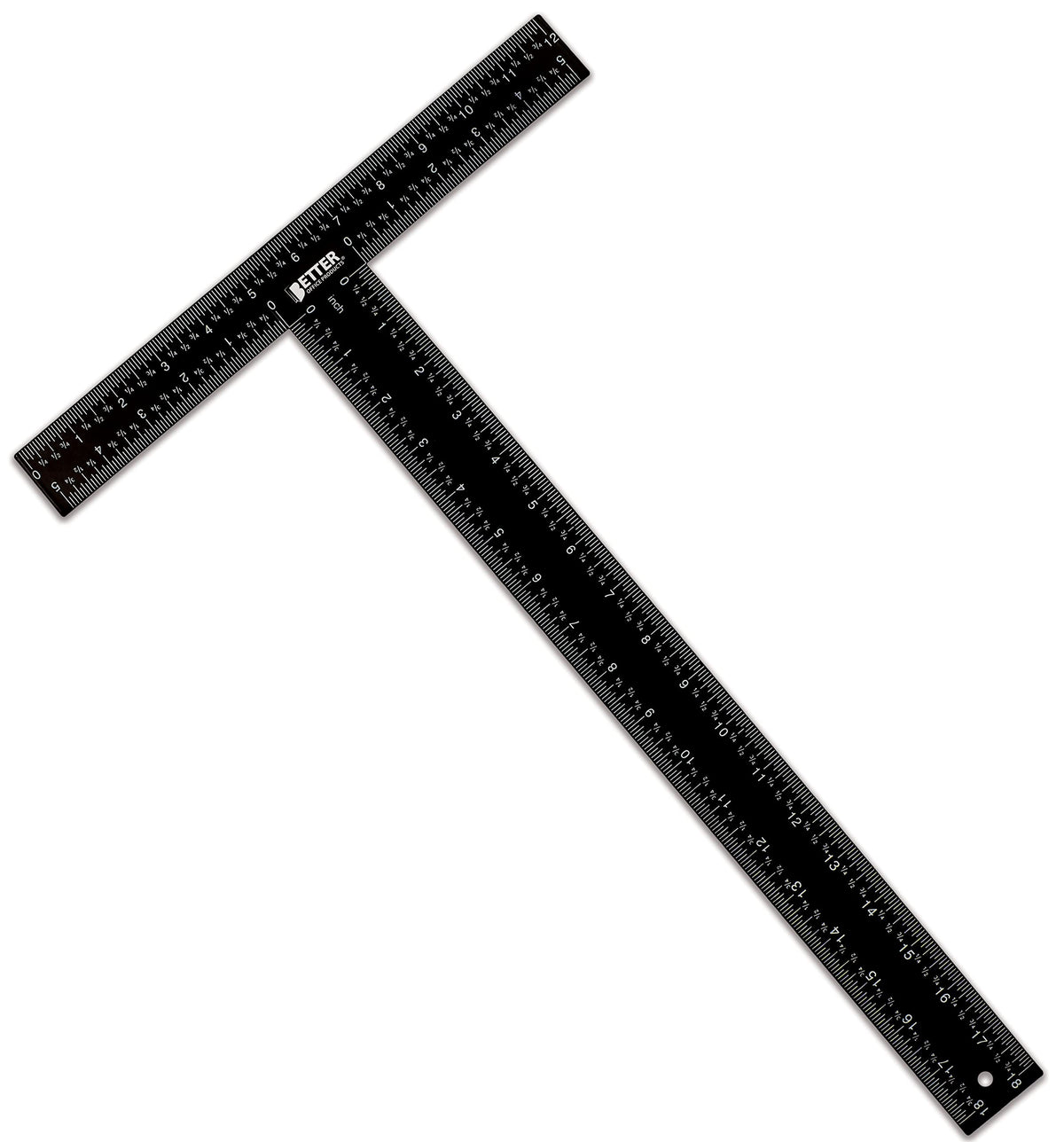 Better Office Products T Square, T Ruler, 18 Inch Metal T Ruler Carbon Steel Ruler, Double Sided Standard & Metric Laser Printed