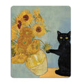 Funny Black Cat Mouse Pad, Cute Sunflower Mouse Pads for Desk with Non-Slip Rubber Base Kawaii Anime Mouse Mat for Computer, Lap