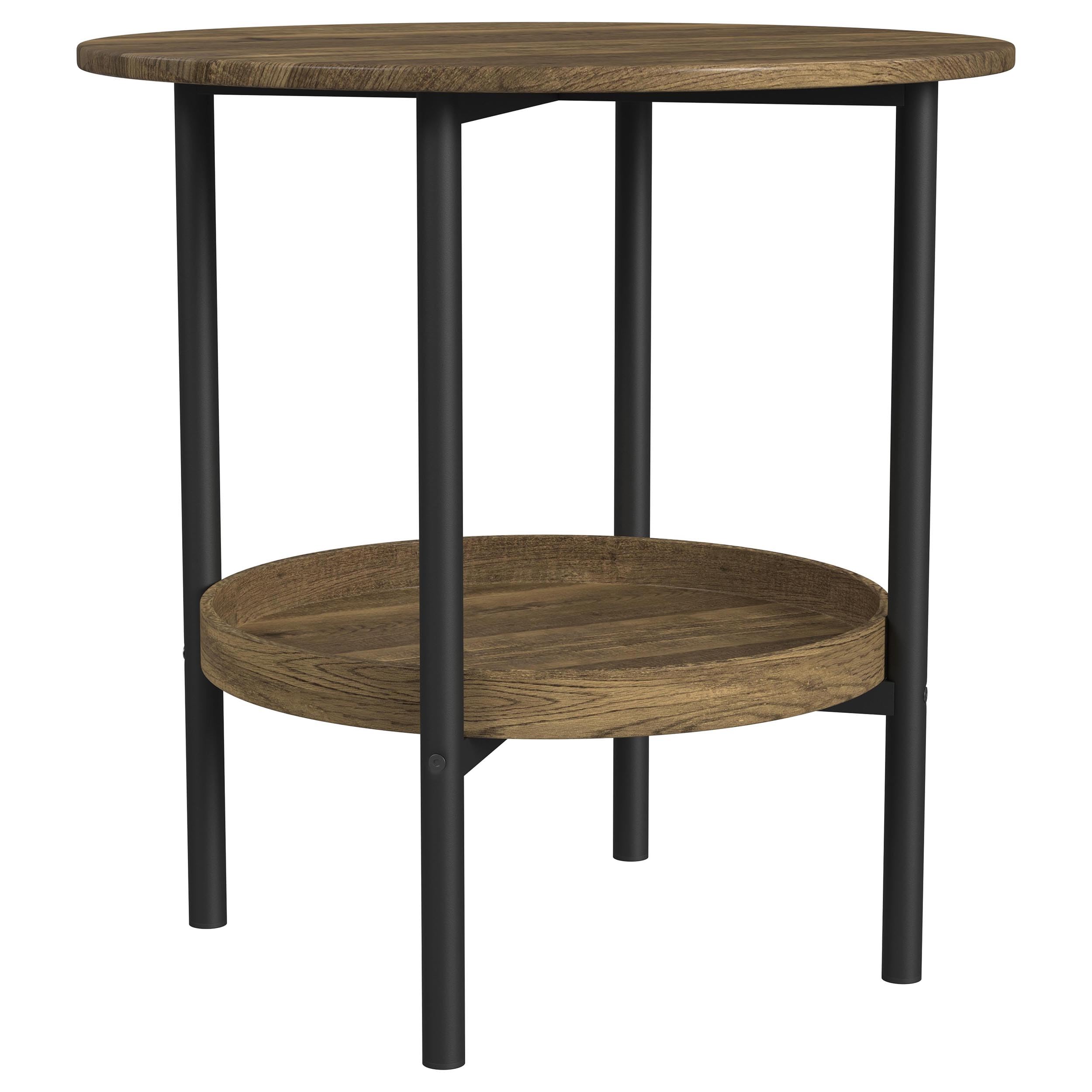 Coaster Home Furnishings Delfin Round Top End Table with Shelf Black and Brown
