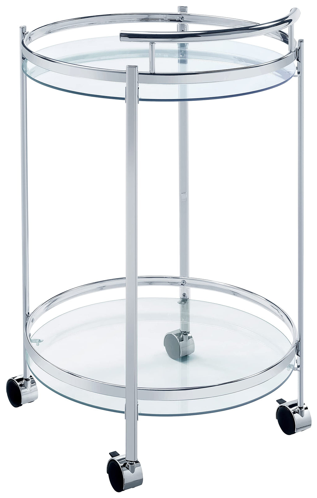 Coaster Home Furnishings Chrissy Round Glass Bar Cart Chrome