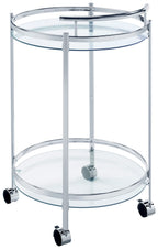 Coaster Home Furnishings Chrissy Round Glass Bar Cart Chrome