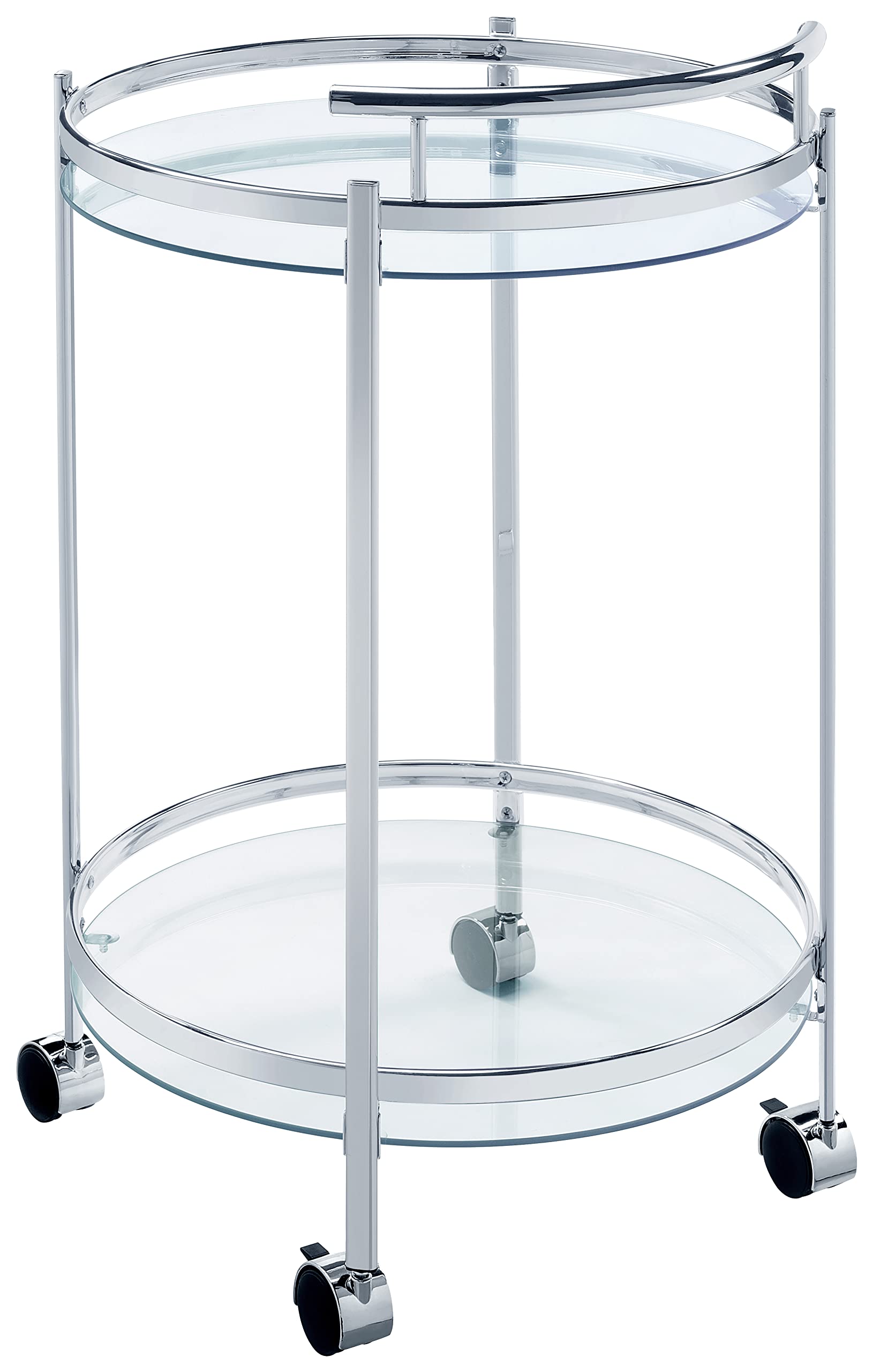 Coaster Home Furnishings Chrissy Round Glass Bar Cart Chrome