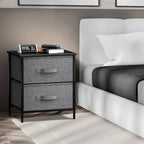 Sorbus Nightstand With 2 Drawers - Bedside Furniture End Table Night Stand With Steel Frame, Wood Top & Easy Pull Fabric Bins - Small Dresser & Chest For Home, Bedroom Accessories & Office