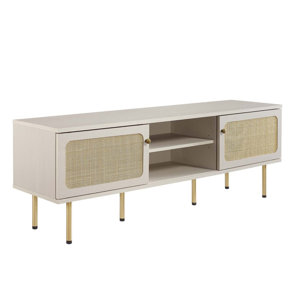 Modway Cambria Rattan and Particleboard TV Stand for TVs up to 60" in White
