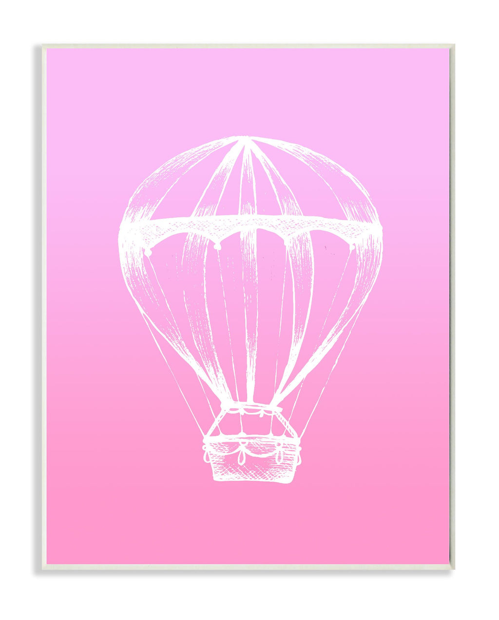 Stupell Home D  cor Graphic Hot Air Balloon White and Pink Wall Plaque Art, 10 x 0.5 x 15, Proudly Made in USA