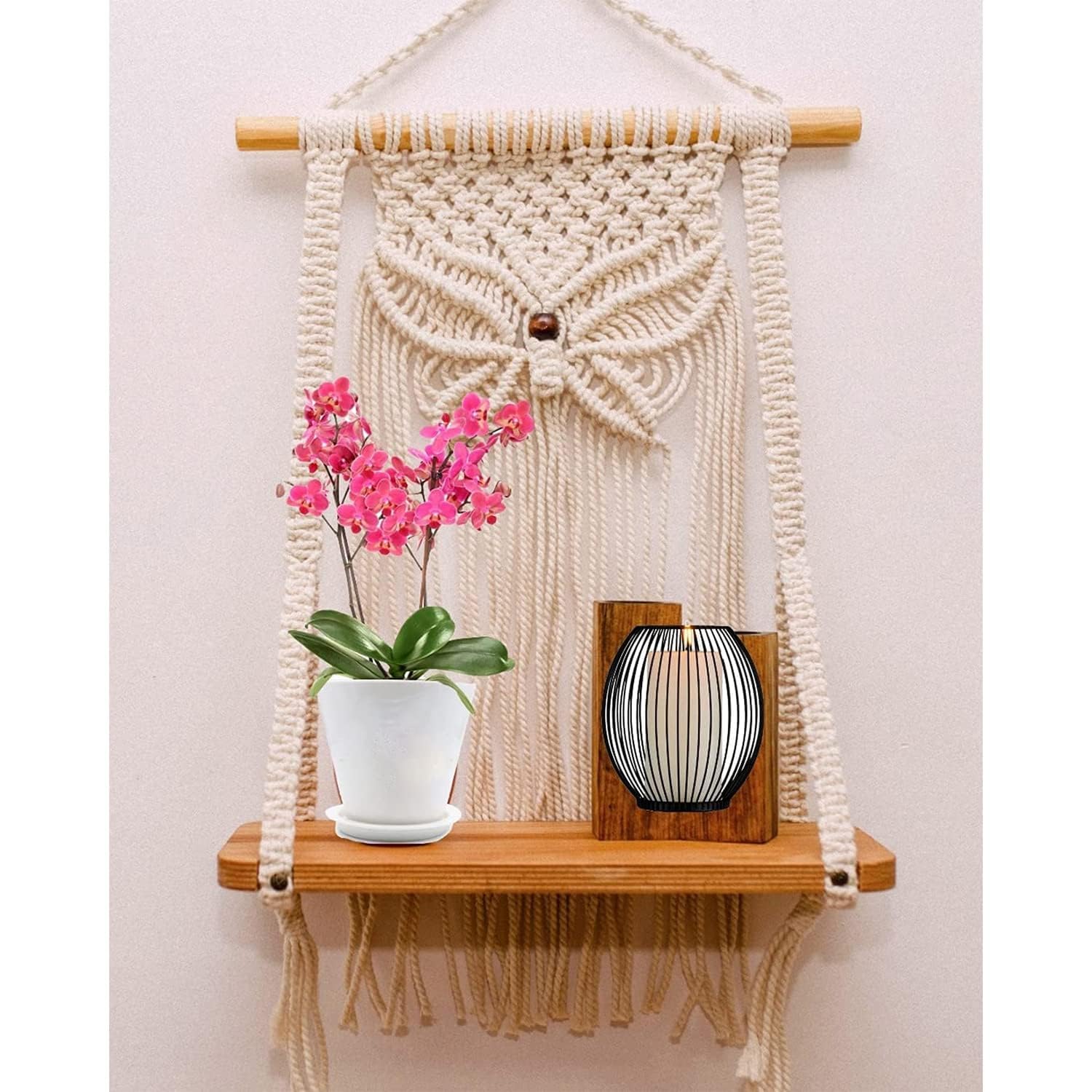 Ganvia Macrame Wall Hanging Decor With Shelf  Boho Home DCor For Living Room, Bedroom & Room Decoration, Handmade Hanging Wall 