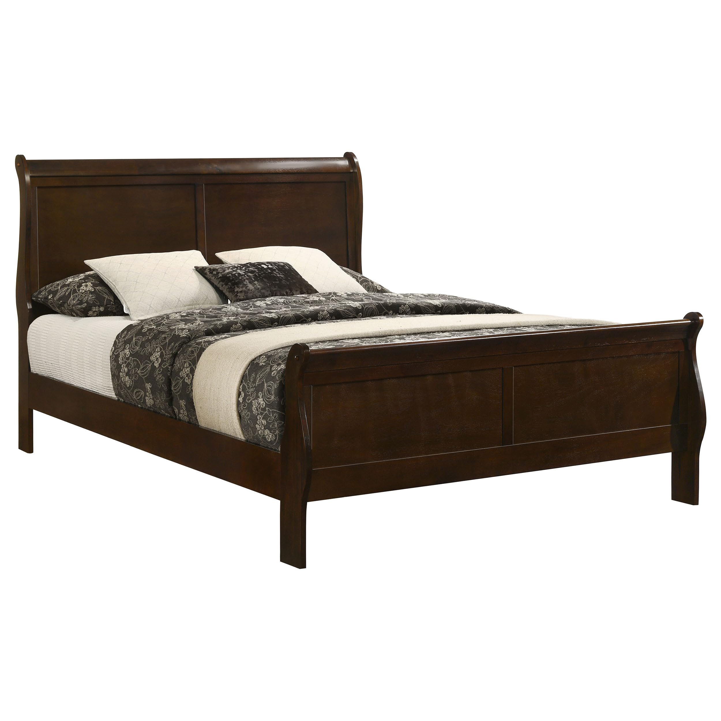 Coaster Home Furnishings Louis Philippe Traditional Bedroom Wooden Full Size Sleigh Bed Frame 47-Inch Panel Headboard Cappuccino Brown 202411F