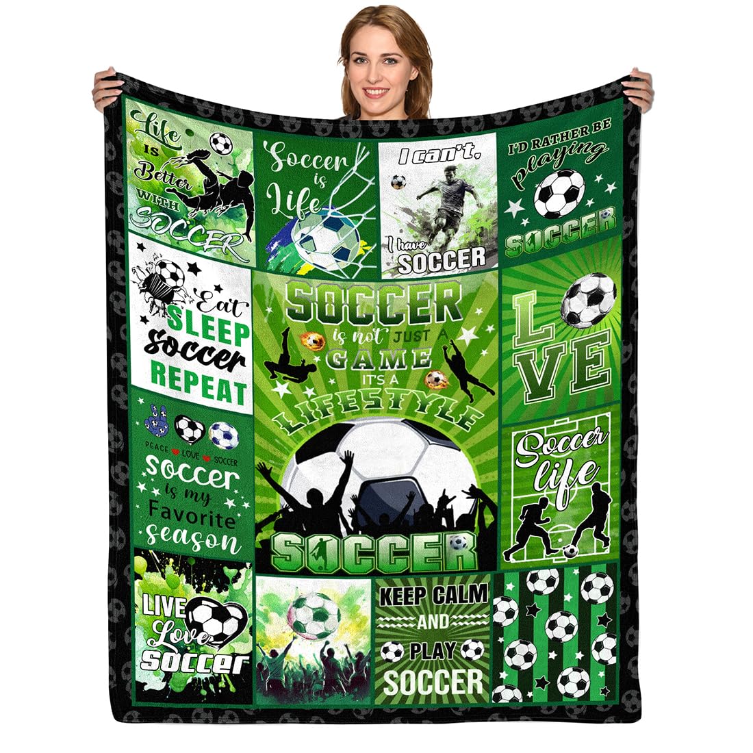 Soccer Blanket, Soccer Gifts For Men Boys, Soccer Coach Gifts, Soccer Blanket For Boys Girls, Men Women Birthday Christmas Socce