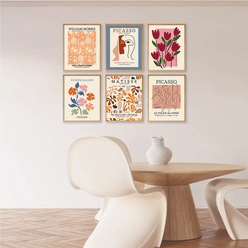 KBKBART Flower Market Posters Set of 6, Vintage Abstract Wall Art Prints, 8x10inch Unframed Boho Decor