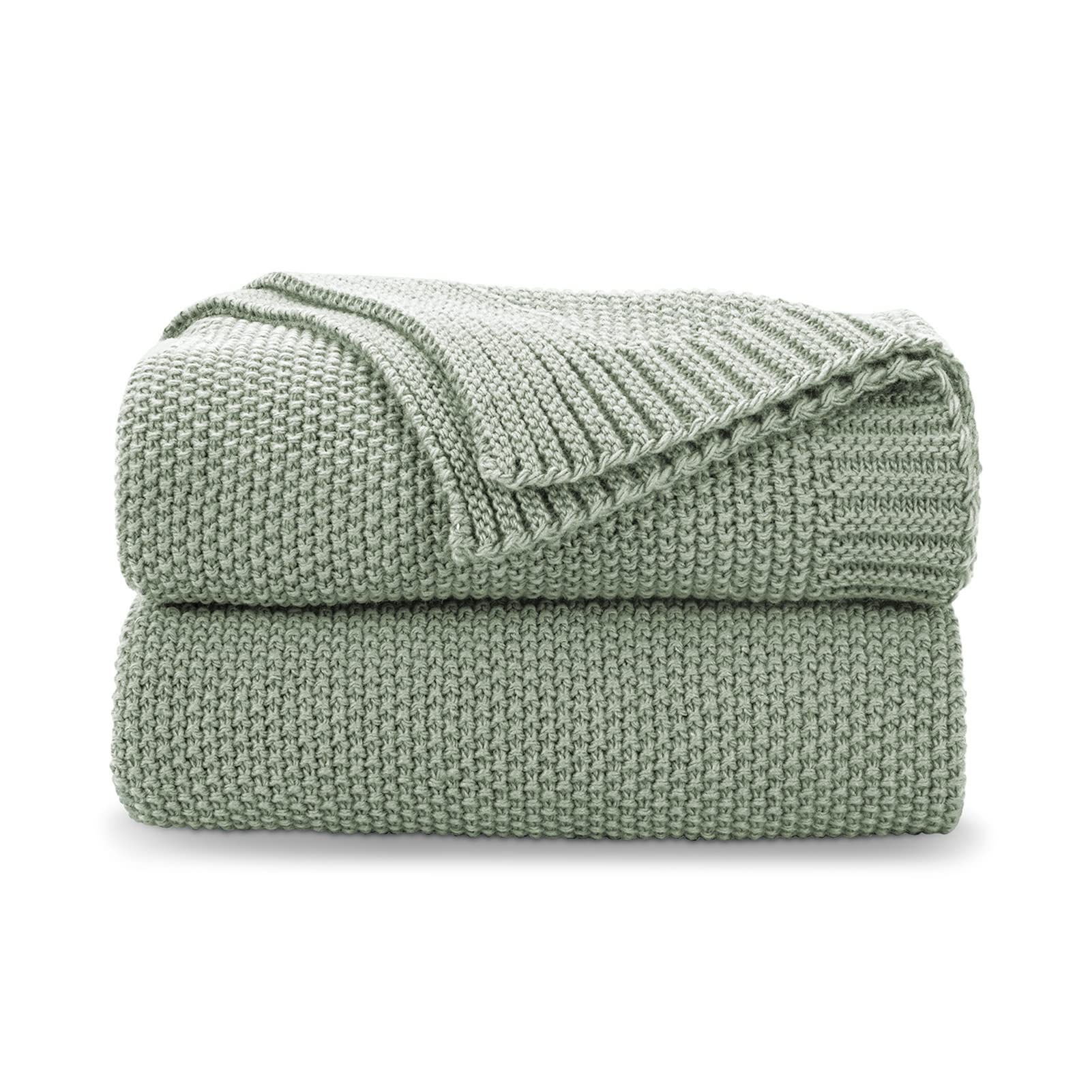 Cozecube Sage Throw Blanket For Bed, Soft Cozy Cable Knit Throw Blanket For Twin Bed, Lightweight Warm Decorative Farmhouse Chri