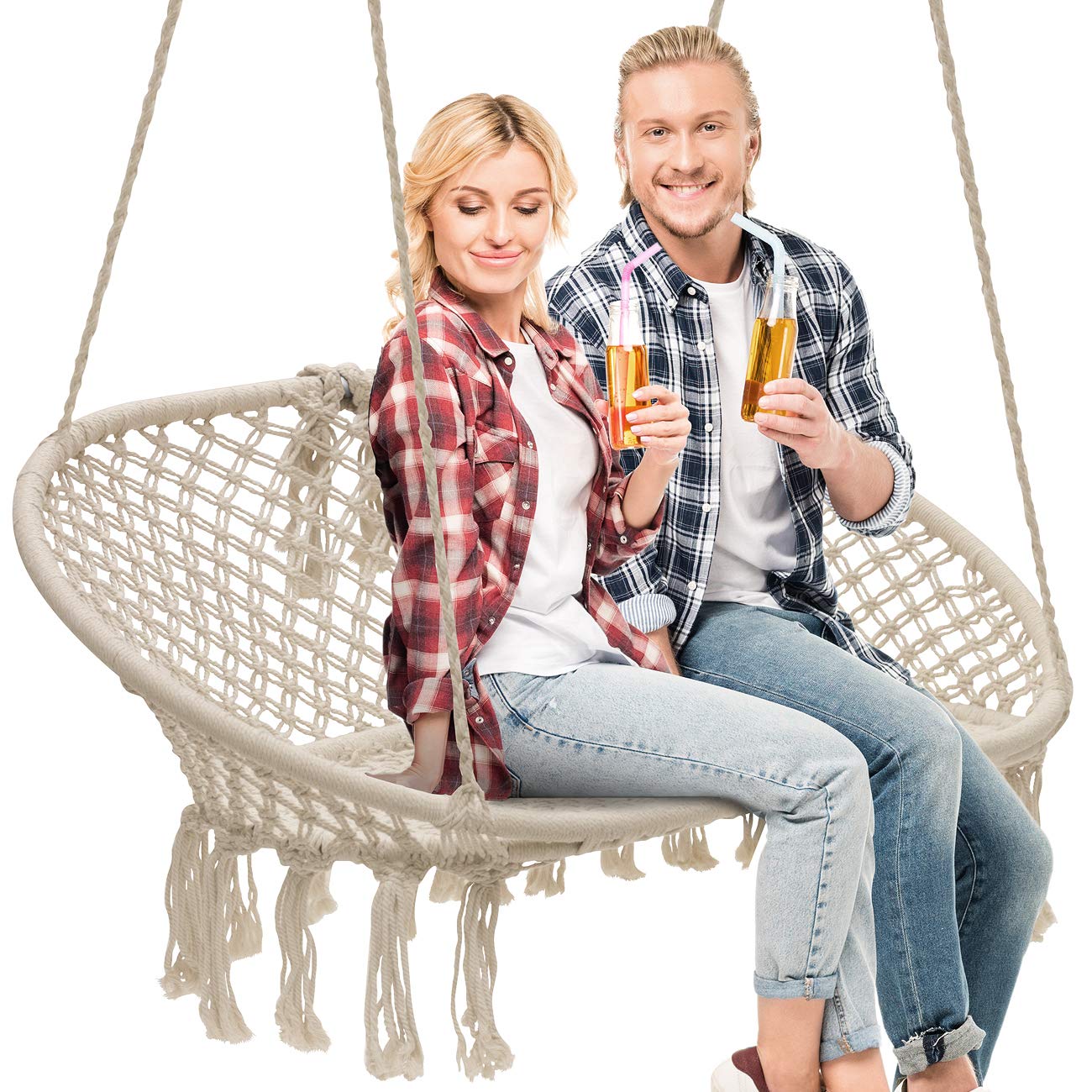 Sorbus Hammock Chair Macrame Hanging Swing Bench, Perfect for Indoor, Outdoor, Teens Girl Bedroom, Home, Room, Patio, Deck, Yard