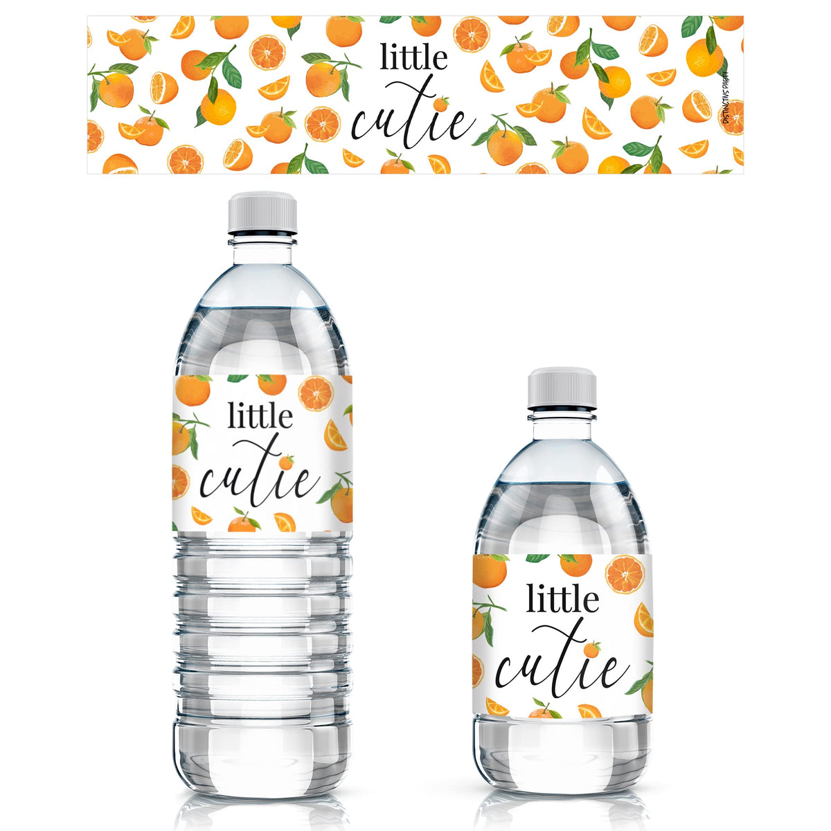 Orange Little Cutie Baby Shower Water Bottle Labels, Waterproof Stickers for Water Bottles - 24 Count