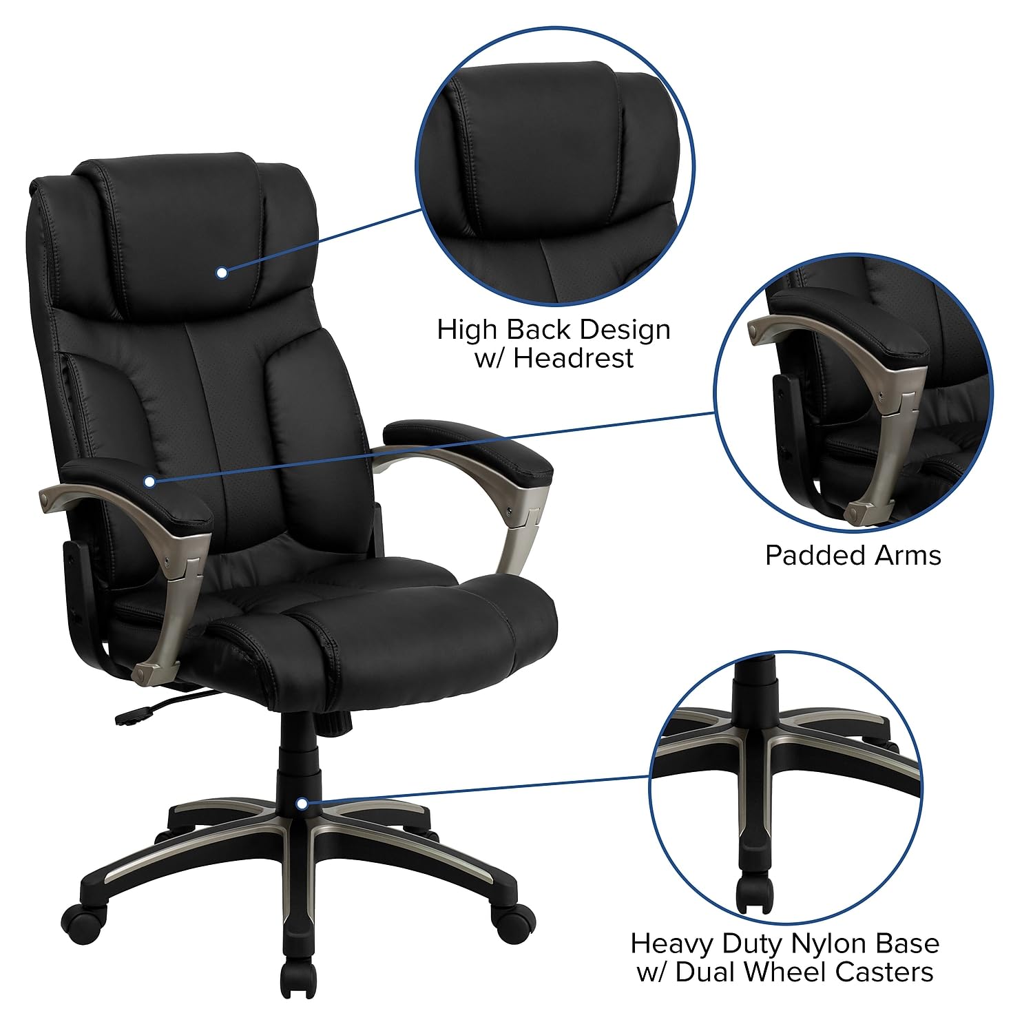Flash Furniture High Back Folding Black Leather Executive Office Chair