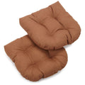 Blazing Needles Outdoor Spun Poly 19-Inch by 19-Inch by 5-Inch All Weather UV Resistant U-Shaped Cushions, Mocha, Set of 2