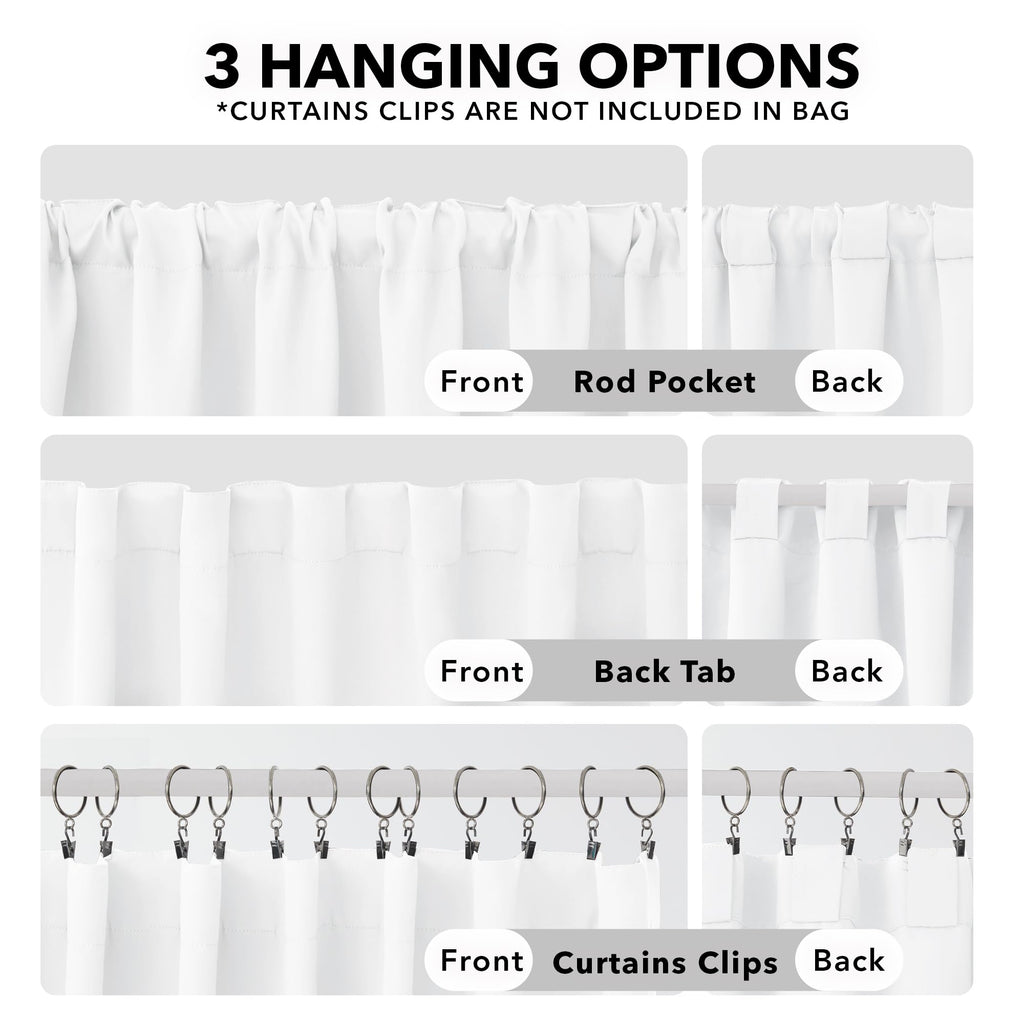 Deconovo Long Semi Blackout Curtains - Back Tab And Rod Pocket 50% Light Blocking Curtain Drapes For Hall Room, 42X108 Inch, White, 2 Panels