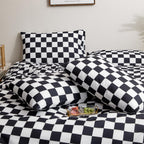 Karever Black White Grid Comforter Set King Black Plaid Bedding Set Women Black And White Checkered Bed Comforter Set Breathable