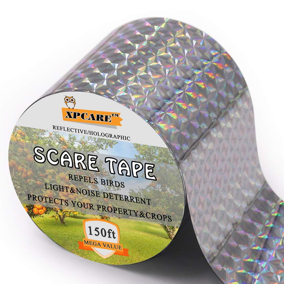 Xpcare Scare Tape Ribbon - 150Ft X 2In Pet Reflective Tape Keep Wildlife And Property Protected