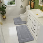 Lochas Bathroom Rug Set Light Grey, Soft Bath Rug Set 2 Piece Set, Toilet Mat U-Shaped 20X20 And 34X20 Bathroom Rugs, Quickly Dr