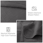Exclusivo Mezcla Quilt Set King Size, 3 Pieces Grey King Quilt Bedding Set, Lightweight Quilts Soft Bedspreads Modern Striped Co