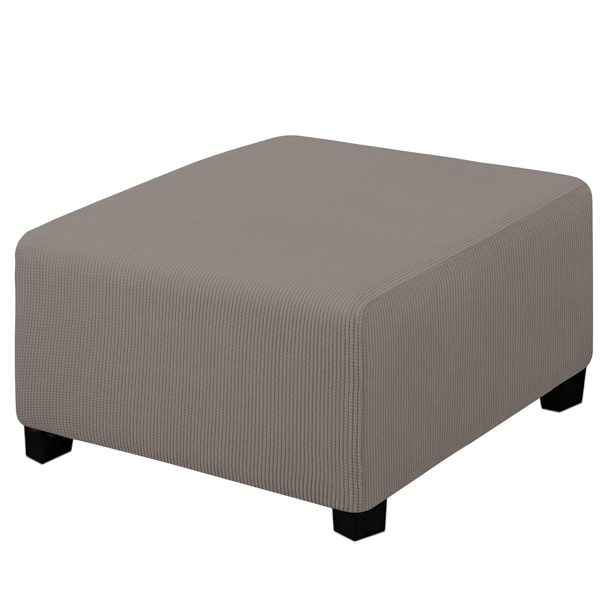 Easy-Going Stretch Ottoman Cover Folding Storage Stool Furniture Protector Soft Rectangle Slipcover With Elastic Bottom (Medium,Taupe)