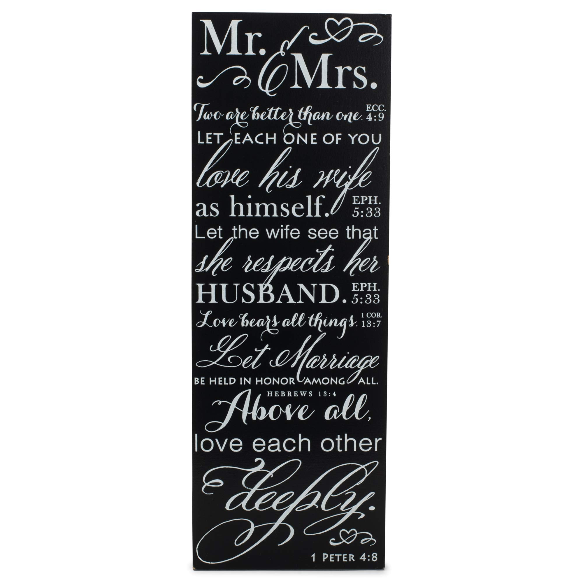 Dicksons Mr and Mrs Love Verses Black and White 5 x 14 Wood Wall Art Sign Plaque