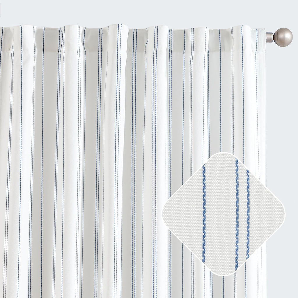 Jinchan Blue And White Striped Curtains 63 Inch Length For Living Room Bedroom Blue On White Curtains Pinstripe Curtains Privacy Light Filtering Rod Pocket Modern Window Curtains Set 2 Panels