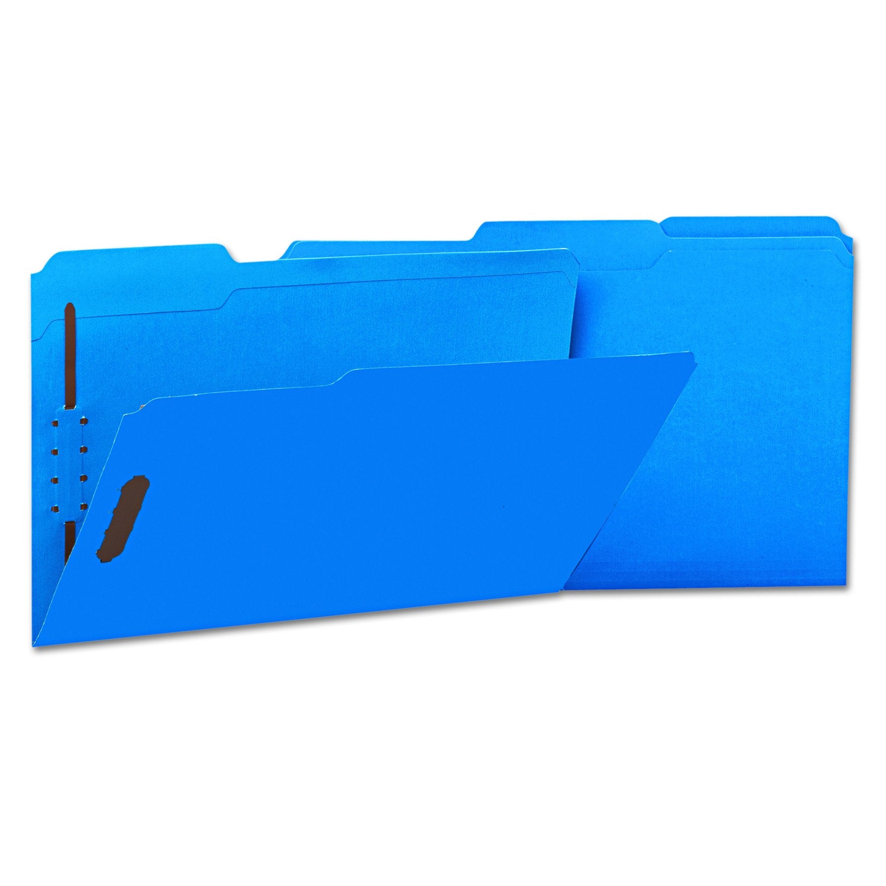 Universal 13525 Deluxe Reinforced Top Tab Folders, 2 Fasteners, 1/3 Tab, Legal, Blue (Box Of 50)