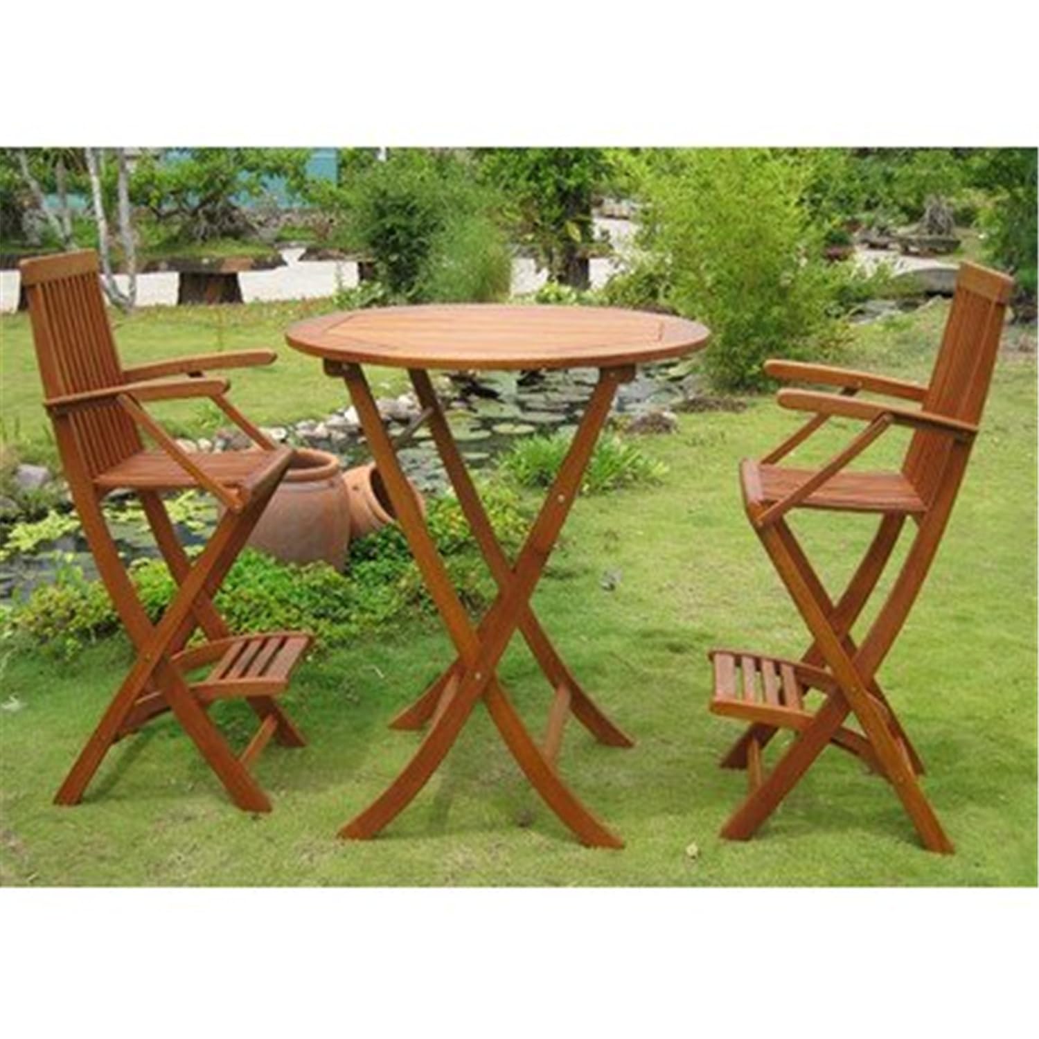 International Caravan Furniture Piece Carmona Set of 3 Bar Height Table Group