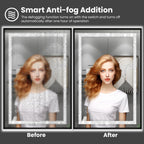 Amorho 48''X 32'' Black Led Mirror For Bathroom, Front Light And Backlit Framed Mirror, Stepless Dimmable, Anti-Fog, Shatter-Pro